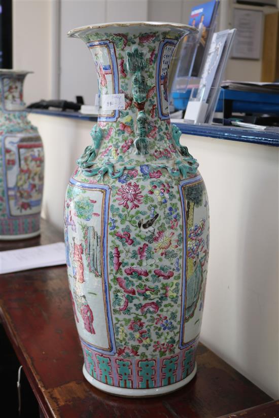 A pair of large Chinese famille rose vases, 19th century, painted with emperors and court figures height 61.5cm